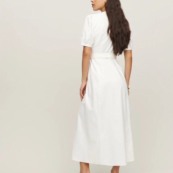 White Linen Kaelie Wrap Dress by Reformation - NWT - Picture 2 of 2
